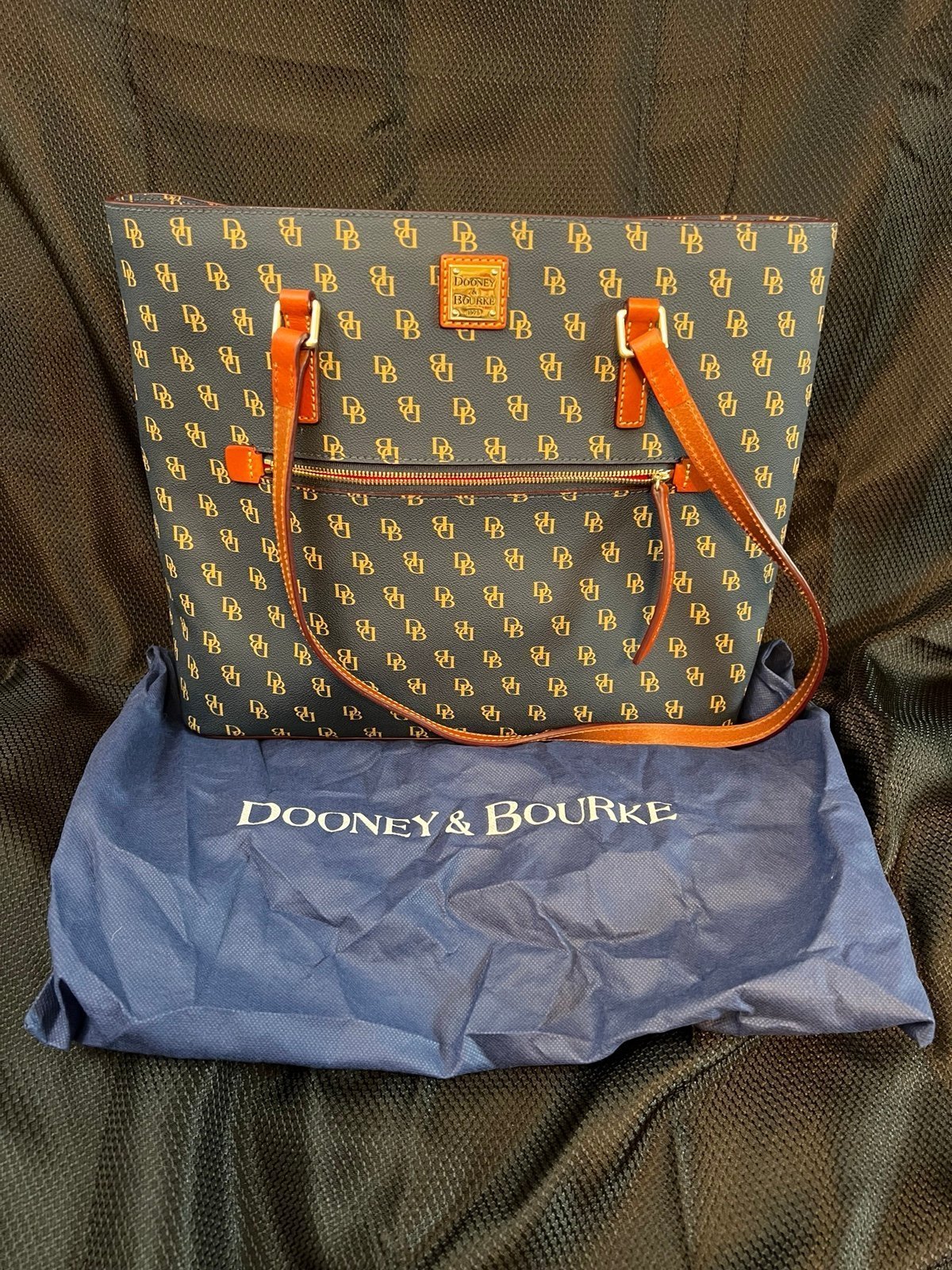 Dooney & Bourke Greta Shopper Color Marine with Logo (Discontinued Print)