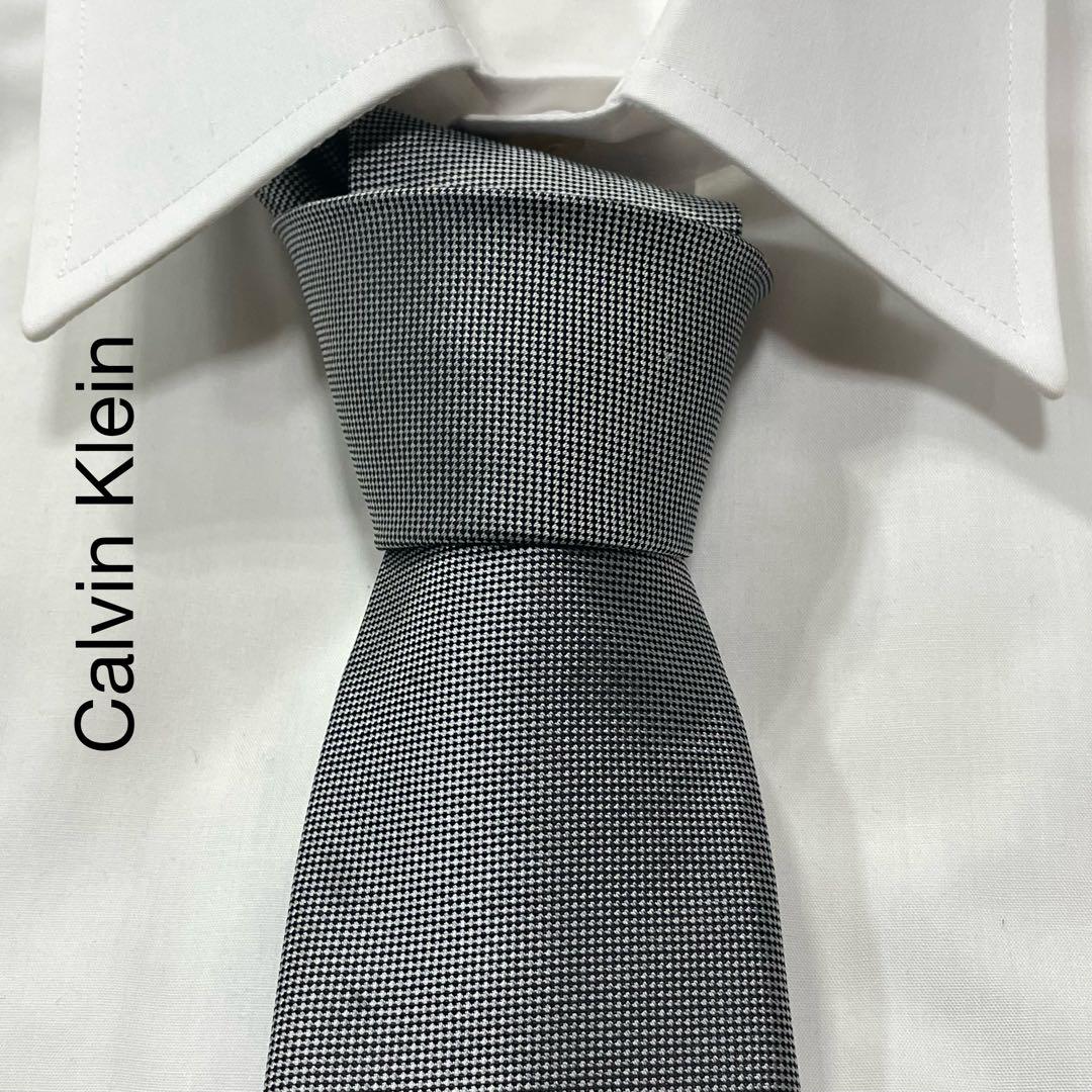 Calvin Klein Silk Blend Tie with Herringbone Pattern