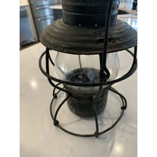 Vintage ICRR Railroad Lantern Embossed Matching Globe Antique Train
