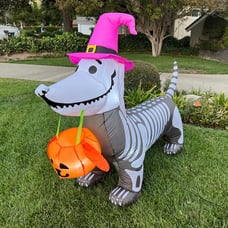 5Ft Halloween Inflatables Outdoor Decorations Skeleton Puppy Inflatable Yard