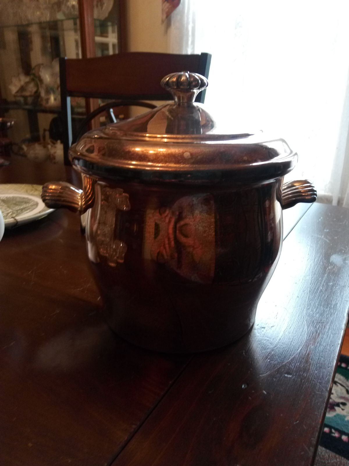 W.M. Rogers Silver and glass insulated ice bucket