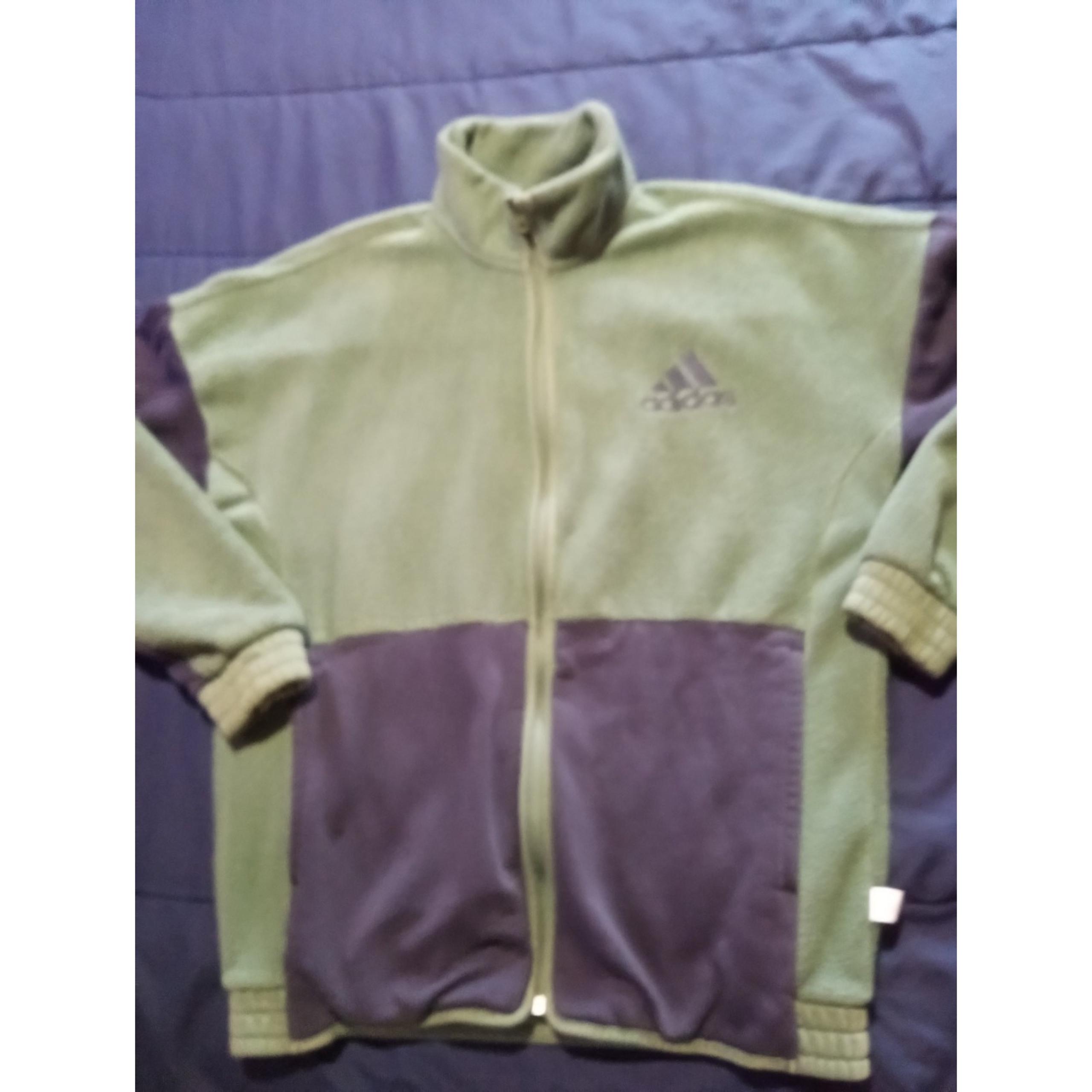 Adidas Sherpa Fleece Jacket Mens Large  Black Yellow Green 3 Stripes