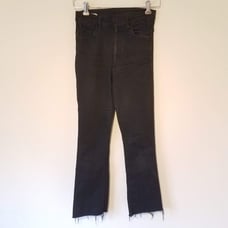 Mother Denim Jeans Womens 24 Not Guilty Black The Hustler Ankle Fray 1117-180