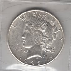 1923 S PEACE SILVER DOLLAR CHOICE ORIGINAL BU DEEP FROSTY WHITE COIN