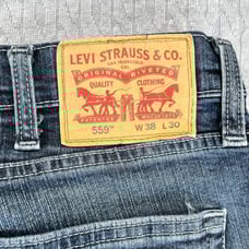 Levi's 559 Men's (38x30) whiskered authentic denim blue jeans grunge core pants