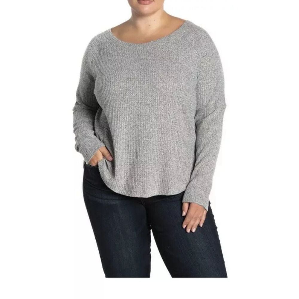Sweet Romeo Cozy Thermal Pullover Top Gray Size 1X