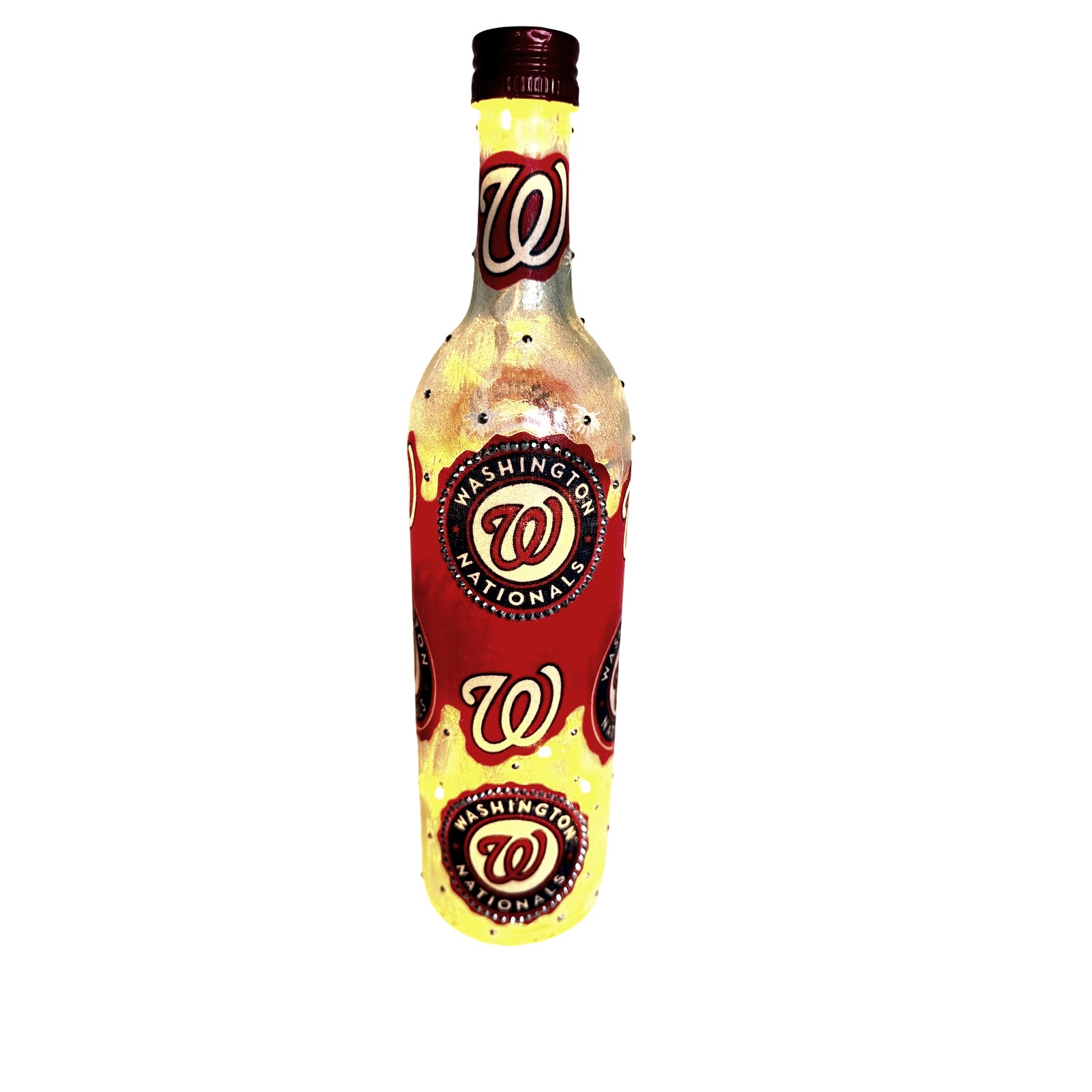 Washington Nationals Designer Glass Bottle w/ Lights *Unique Gift Idea