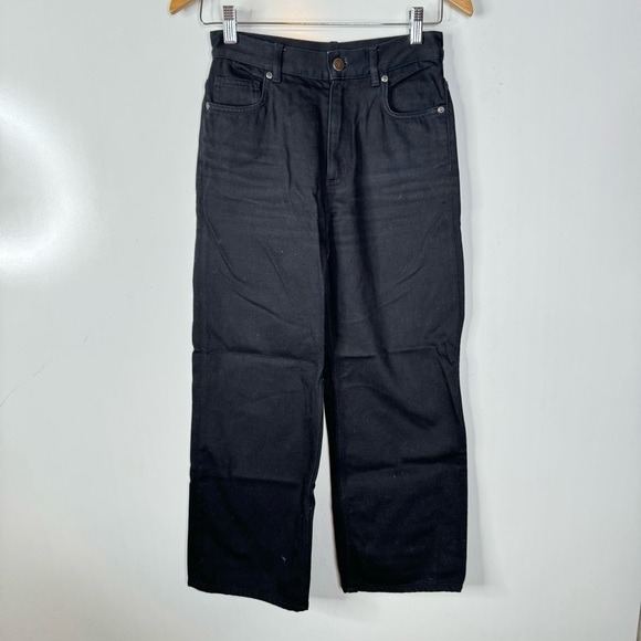 COS Wide Crop 3/4 Large Straight Leg Black Jeans Size 24