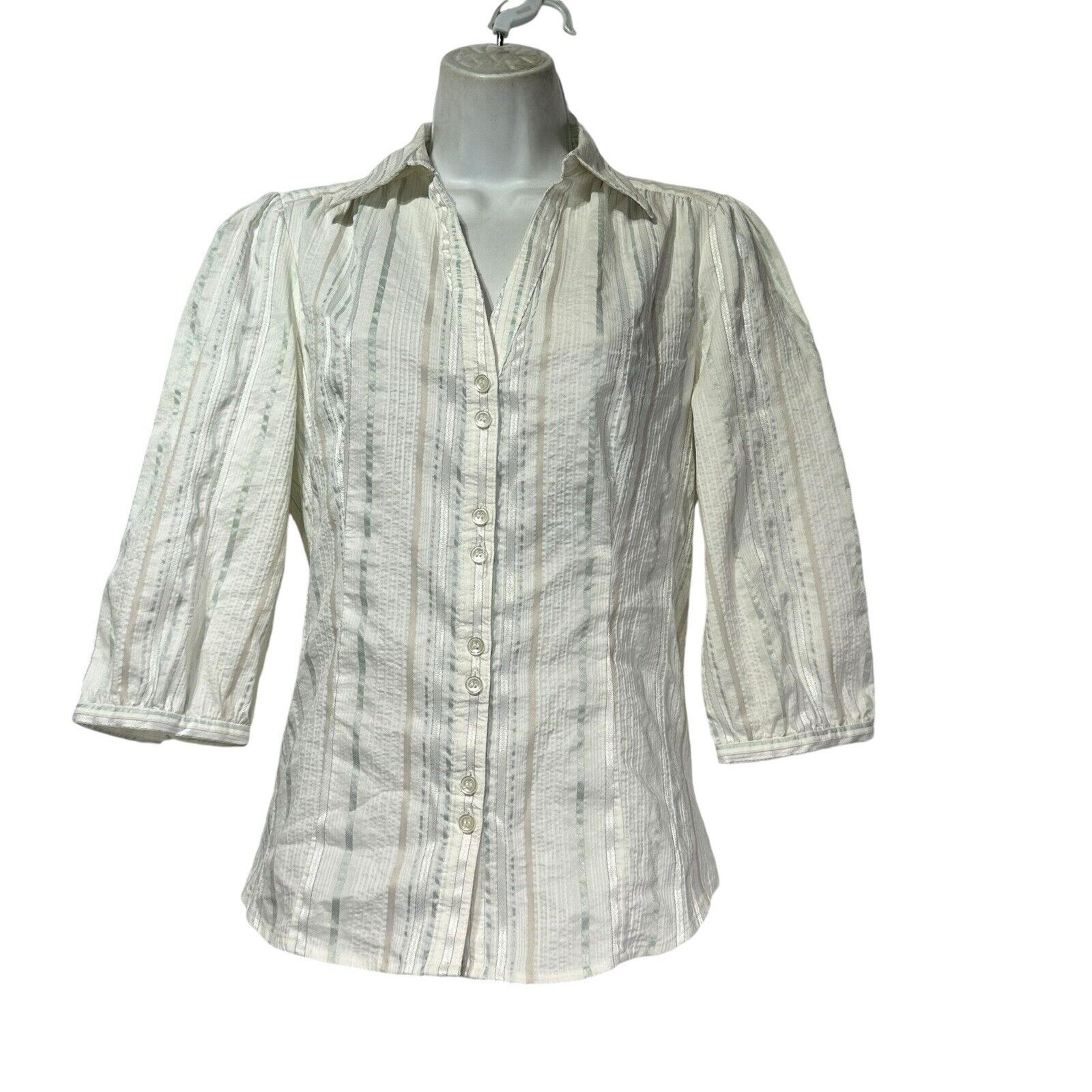 sandra ingrish stripe button up blouse Size 6