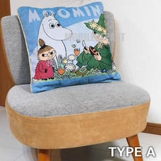 Moomin Gobelin Tapestry Back Cushion - Blue (Moomintroll, Snufkin, Little My)