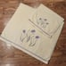 Vintage 2 Piece Towel Set Yellow with Embroidered Purple Tulips