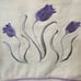 Vintage 2 Piece Towel Set Yellow with Embroidered Purple Tulips