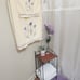 Vintage 2 Piece Towel Set Yellow with Embroidered Purple Tulips