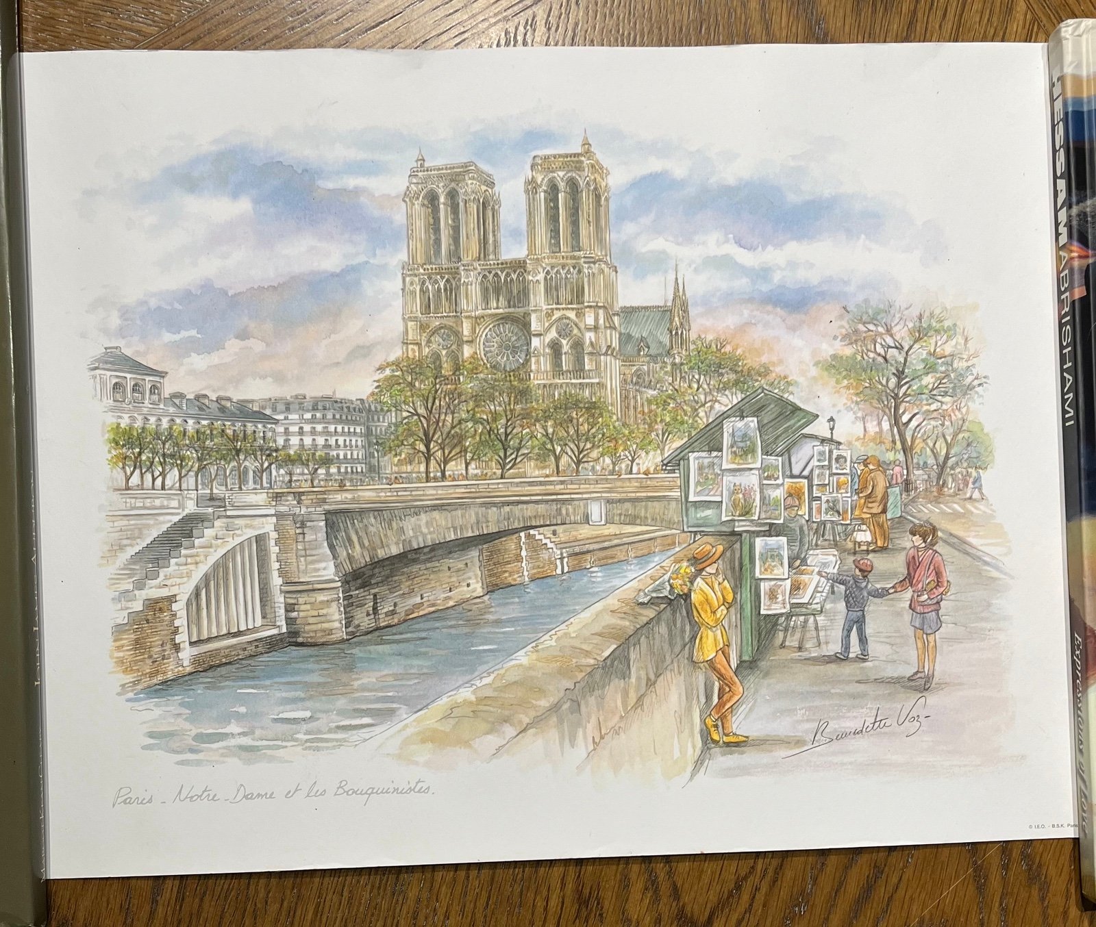 Pair Of Bernadette Voz Signed Paris Art Print 16”x12”