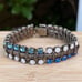 Dannijo Blue/White Crystal/Opal Giulia Chain Link Gunmetal Bracelet