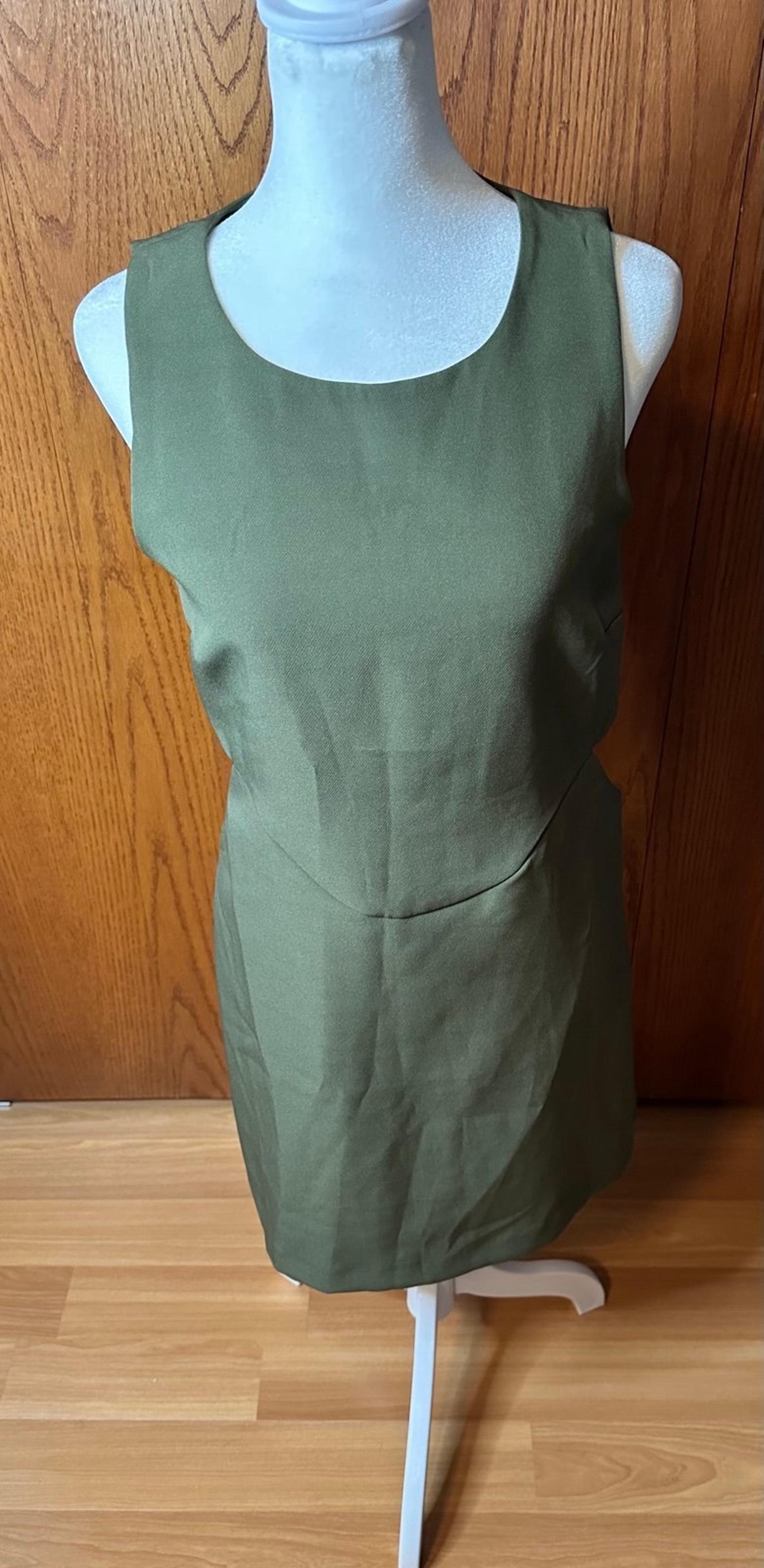 Anthropologie Olive Green Women’s Dress With Cut Outs By Waist Sleeveless XS NWT