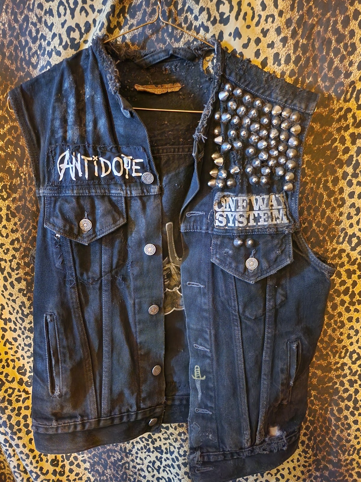 Studded punk denim vest