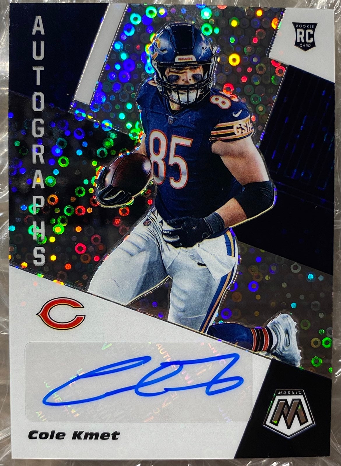 RARE 2020 Panini Mosaic Prizm DISCO Cole Kmet Rookie Auto Chicago Bears RC