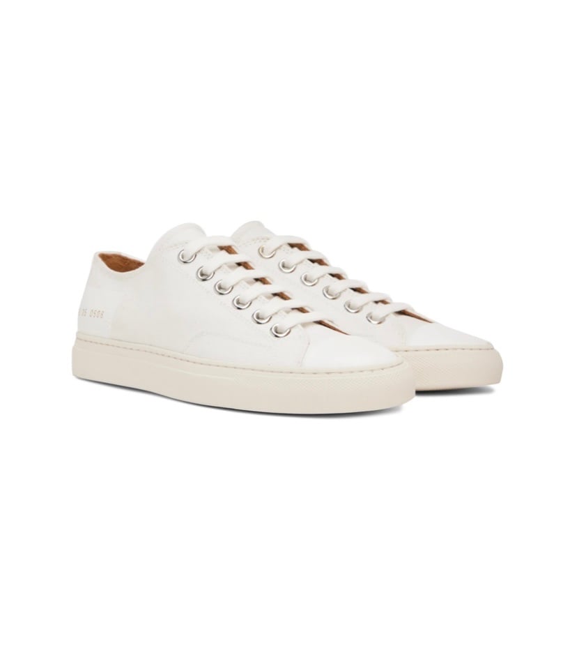 Women by Common Projects — White Tounament Low Sneakers