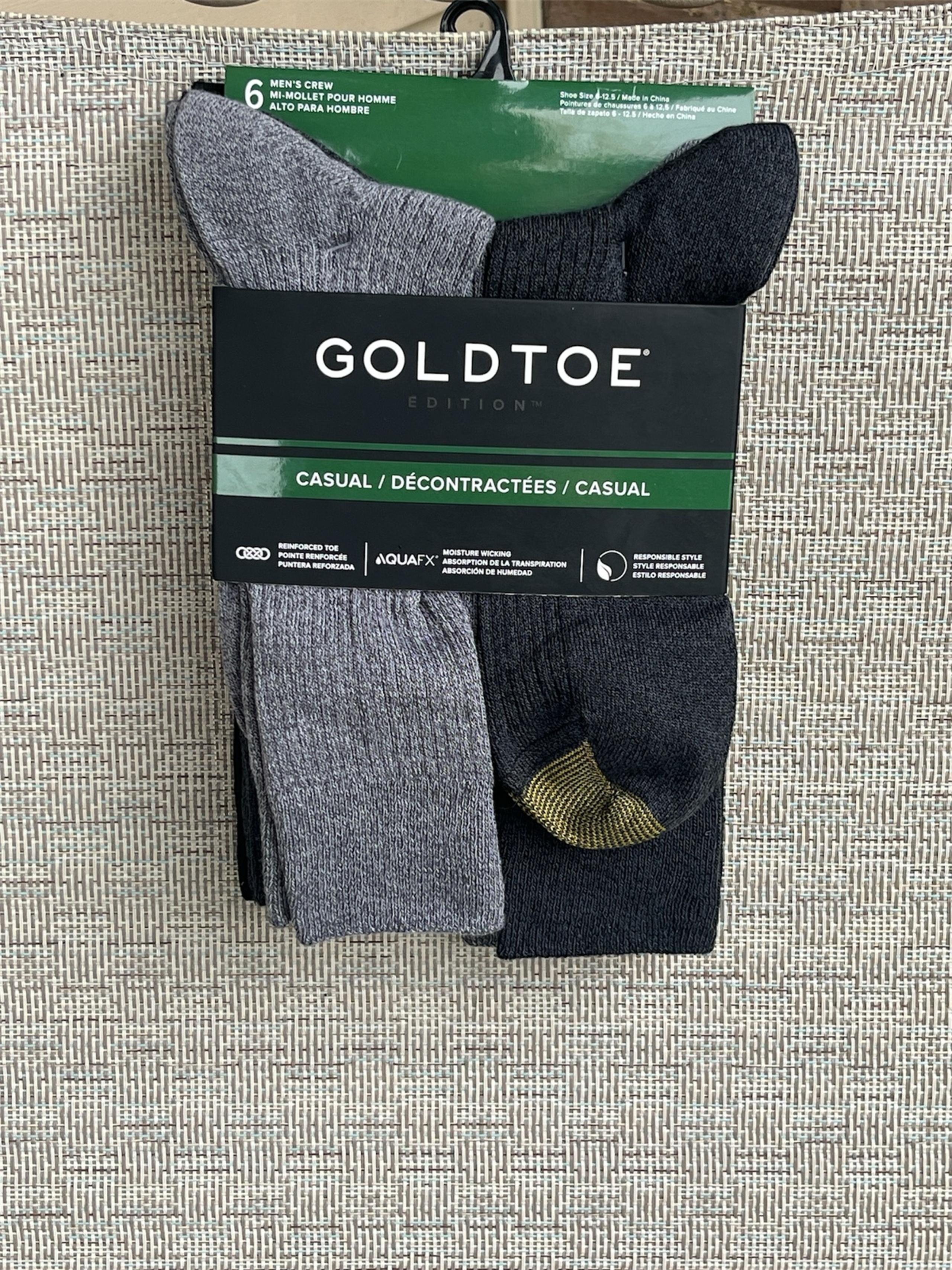 Goldtoe Edition Socks Men's 6 Pair Casual Crew Socks Assorted, Multi Blue Colors
