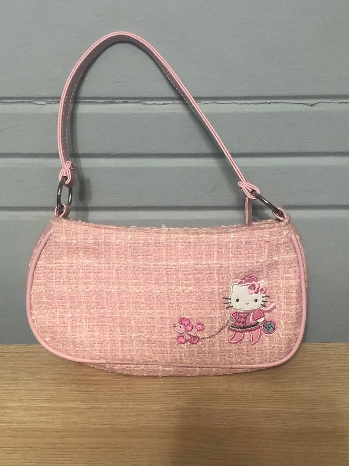 Pink tweed hello kitty poodle mini purse