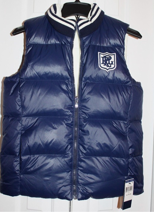 Polo Ralph Lauren Down Vest Puffer Navy Blue/ White REVERSIBLE Boy's Size XL