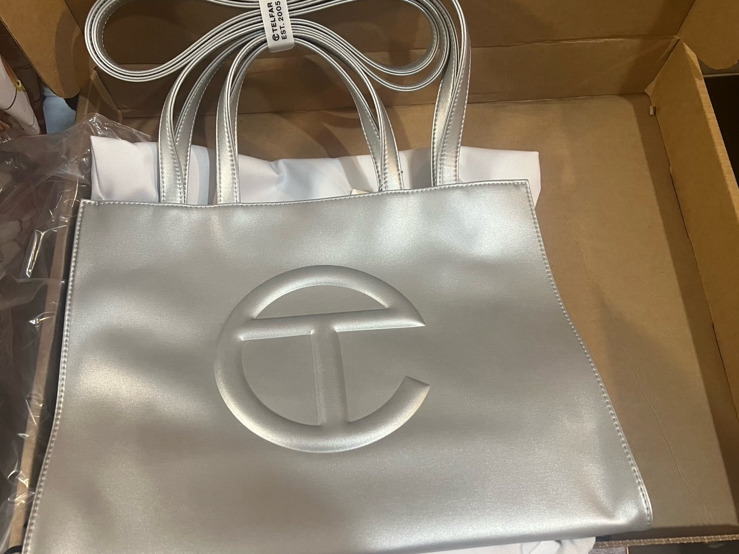 Telfar Silver - Medium - Authentic = shipped from the Telfar website