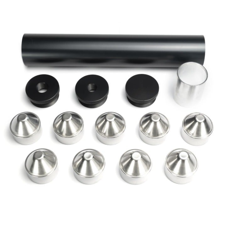 1.75''OD 10 L Aluminum Tube 9x Stainless Steel Cups 1/2-28+5/8-24 with drill jig