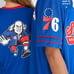 NWT unisex Philadelphia 76ers Blue Button down jersey men's size Large