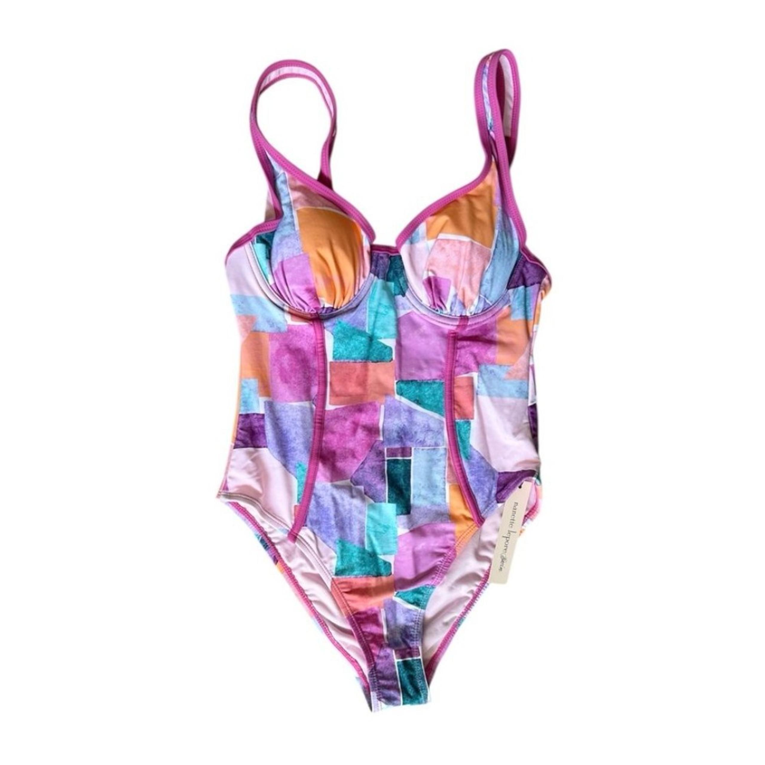 Nanette Lepore Swim Color Block One Piece Swimsuit NWT 4 Molded Cups Underwire