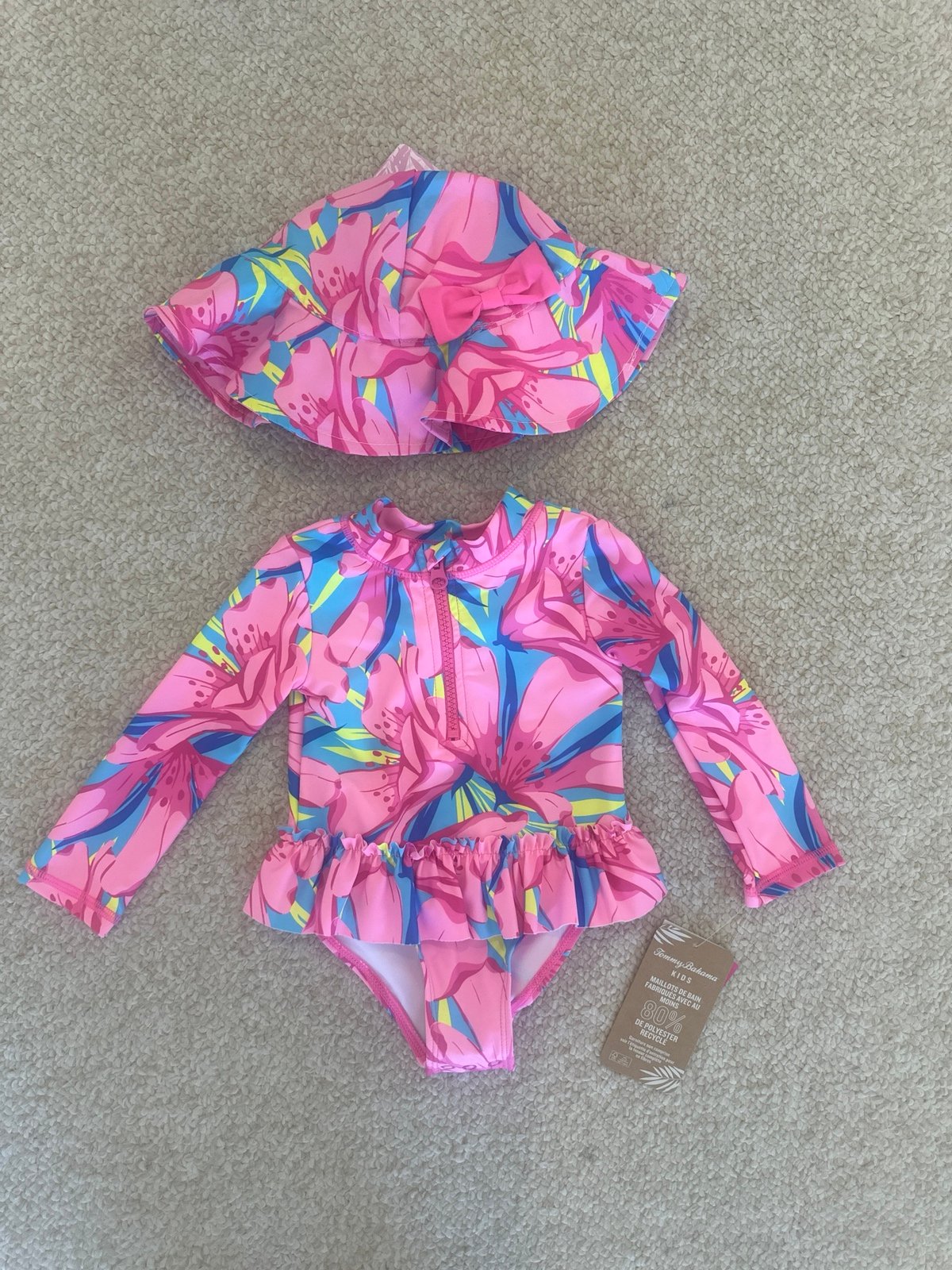 Tommy Bahama Floral One-Piece Swimsuit with Hat 24M