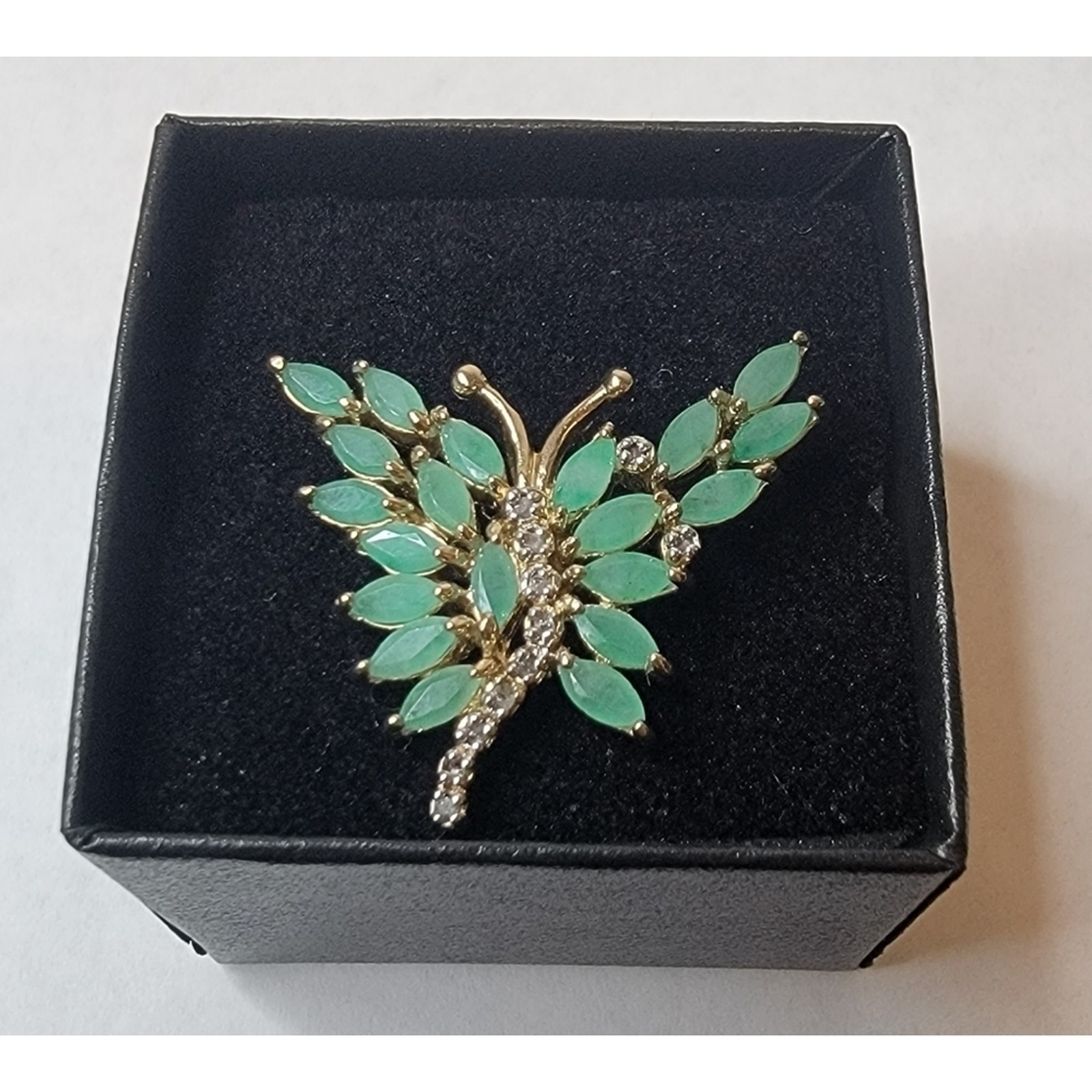 3 CTW Emerald Diamond Butterfly Necklace