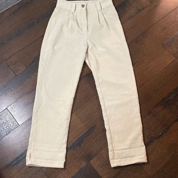 Petal and pup pleated cuffed talaren corduroy pants womens size 4 cream color