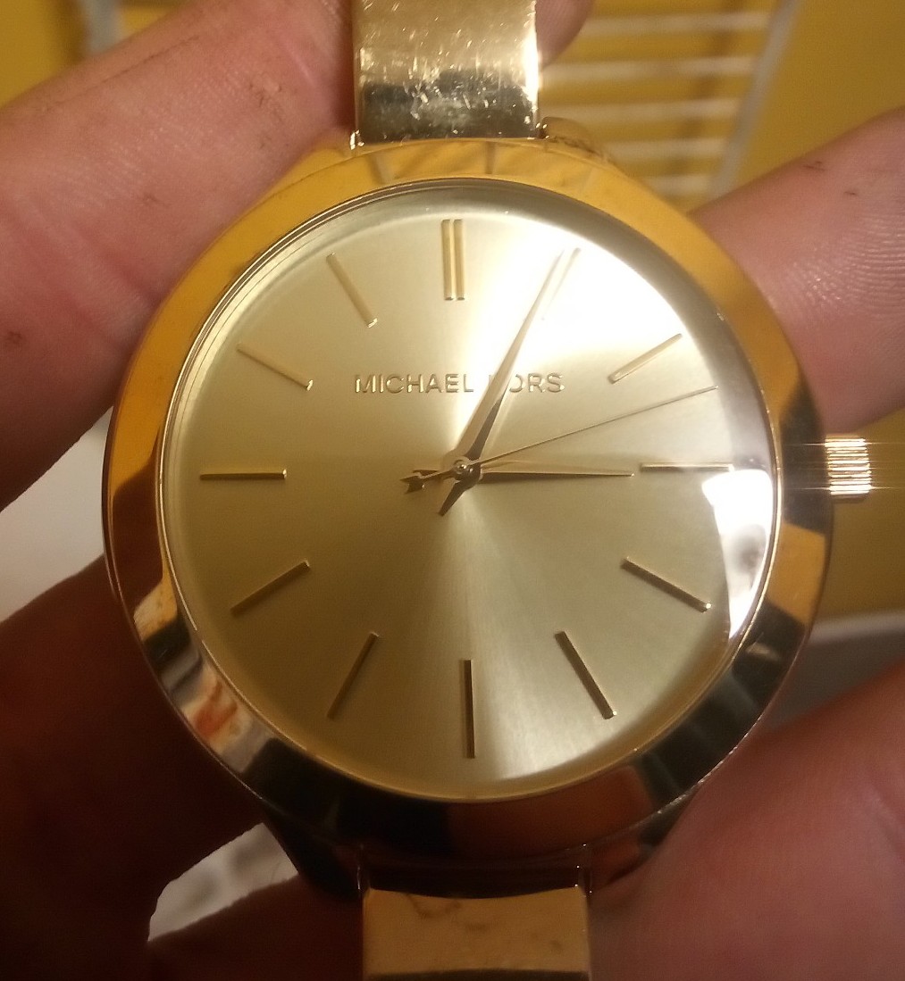 Michael Kors Gold-Tone Oversized Layton Pale Stainless Steel Watch.