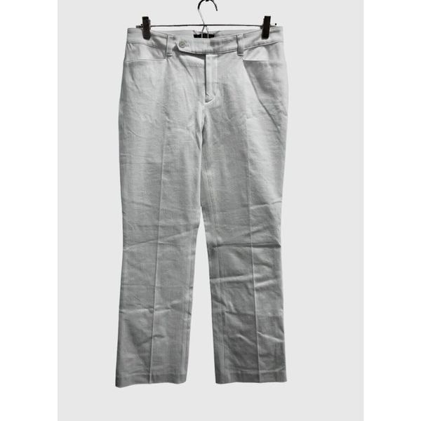 Lauren Ralph Lauren ADELLE Straight Leg Pants Womens Size 8 White Cotton Stretch