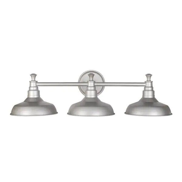 Design House Vanity Light Kimball 3-Light Silver Galvanized Steel Indoor Farmhou
