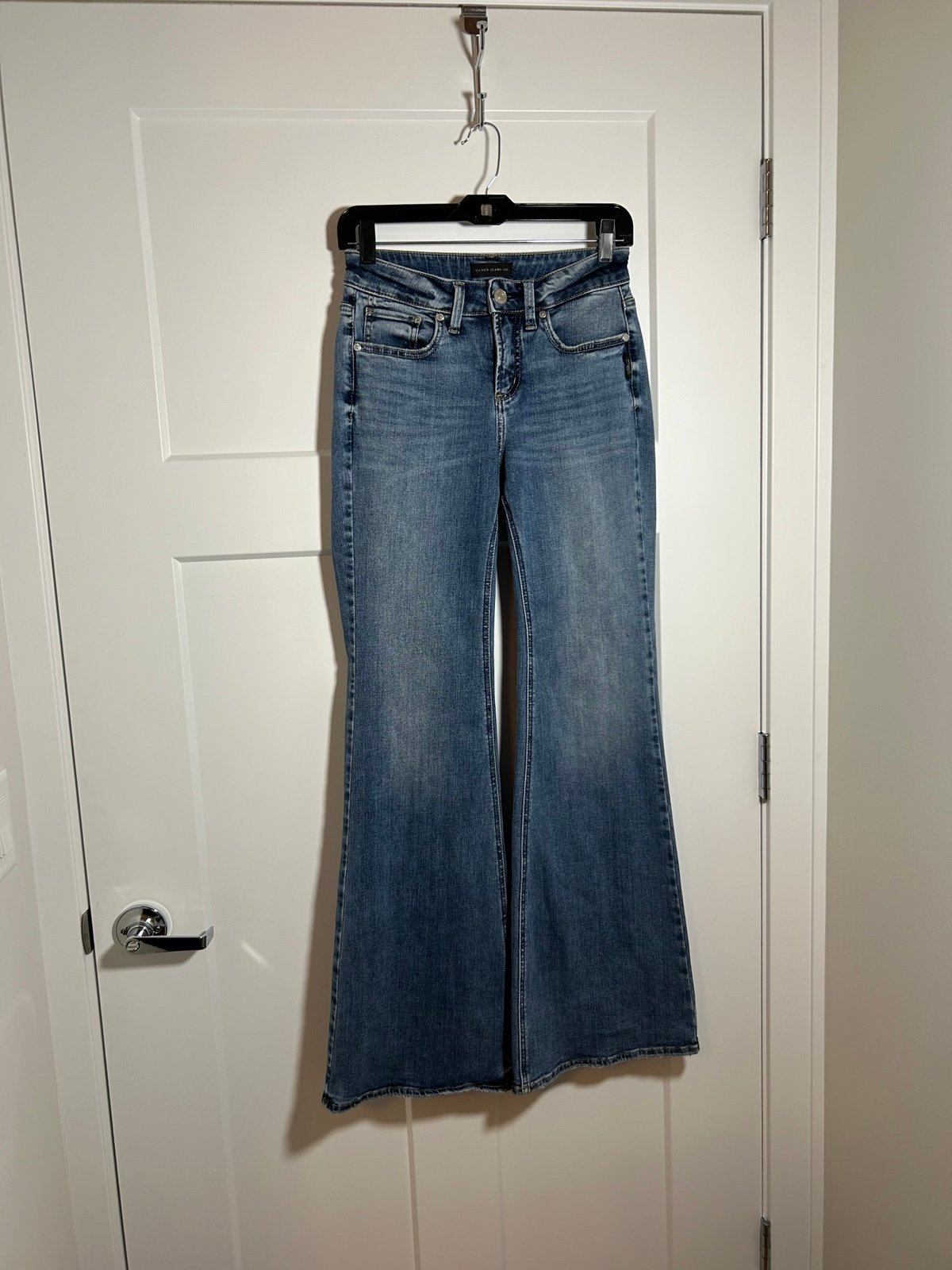 Silver Size 2 tall/long wide flare jeans