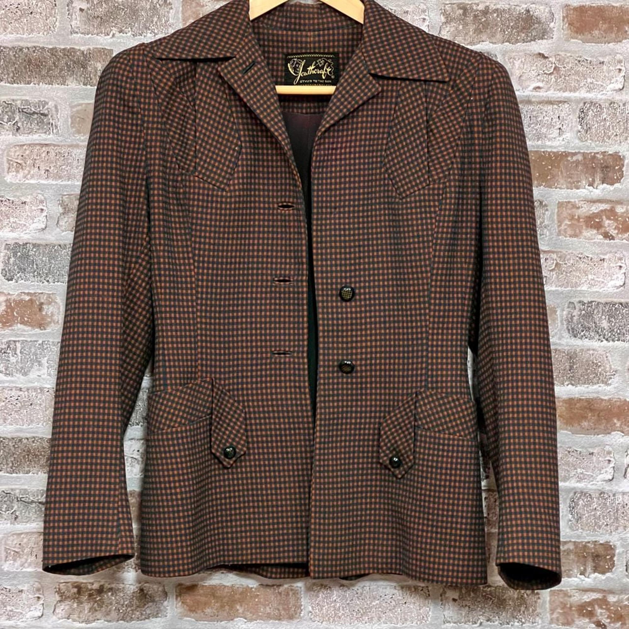 1940s YouthCraft, beautifully crafted riding jacket orange/brown & green checks