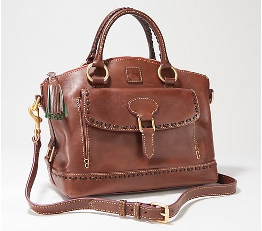Dooney & Bourke Florentine Leather Pocket Satchel Chestnut Brown Dooney & Bourke Florentine Leather Pocket Satchel Chestnut Brown