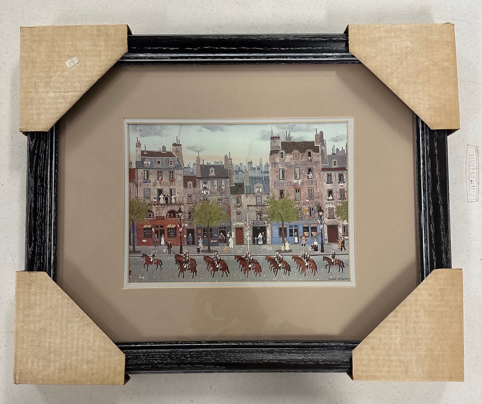 VTG Michel Delacroix Framed & Matted Lithograph La Garde Repubicaine France