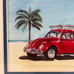 California Beach Volkswagen Beetle Watercolor Painting Signed Sharon Quick Frame
