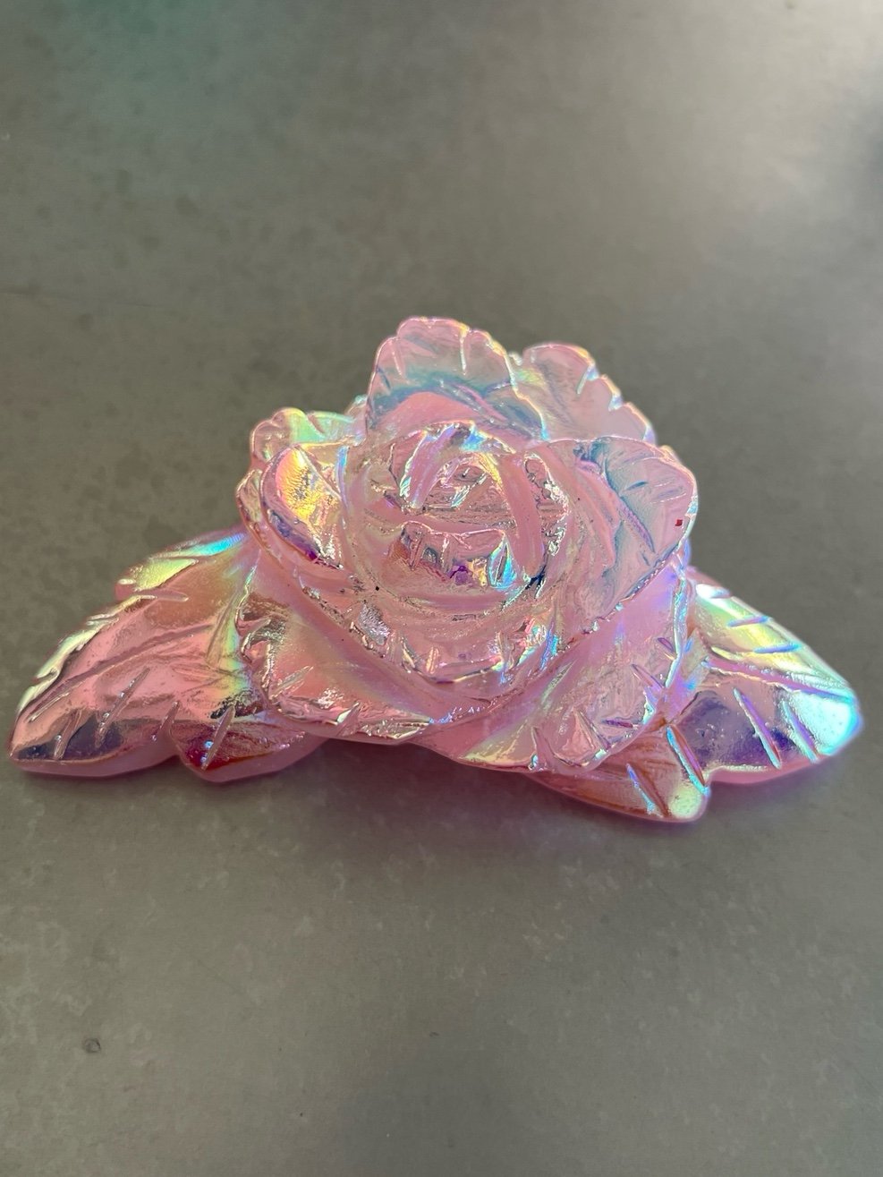 Exquisite Hand-Carved Rose Quartz with Angel Aura Treatment-A742