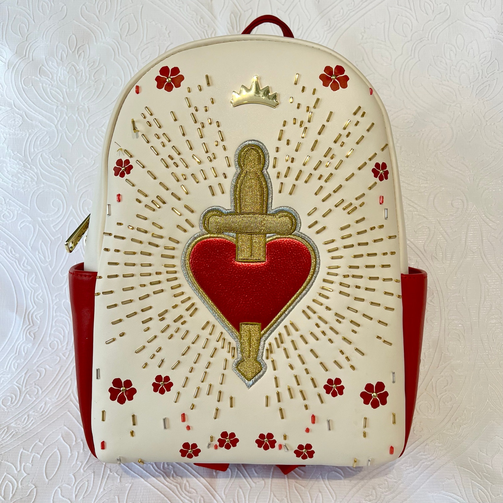 Disney Loungefly Snow White Evil Queen Heart Dagger Backpack Red White