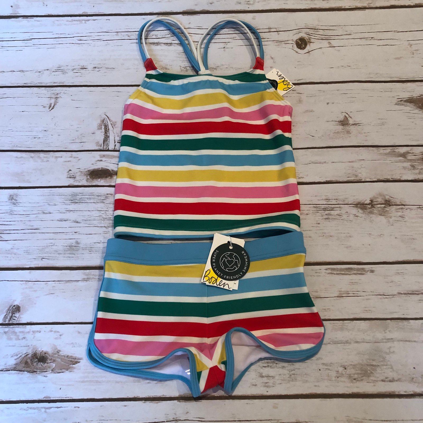 Mini Boden rainbow swim set