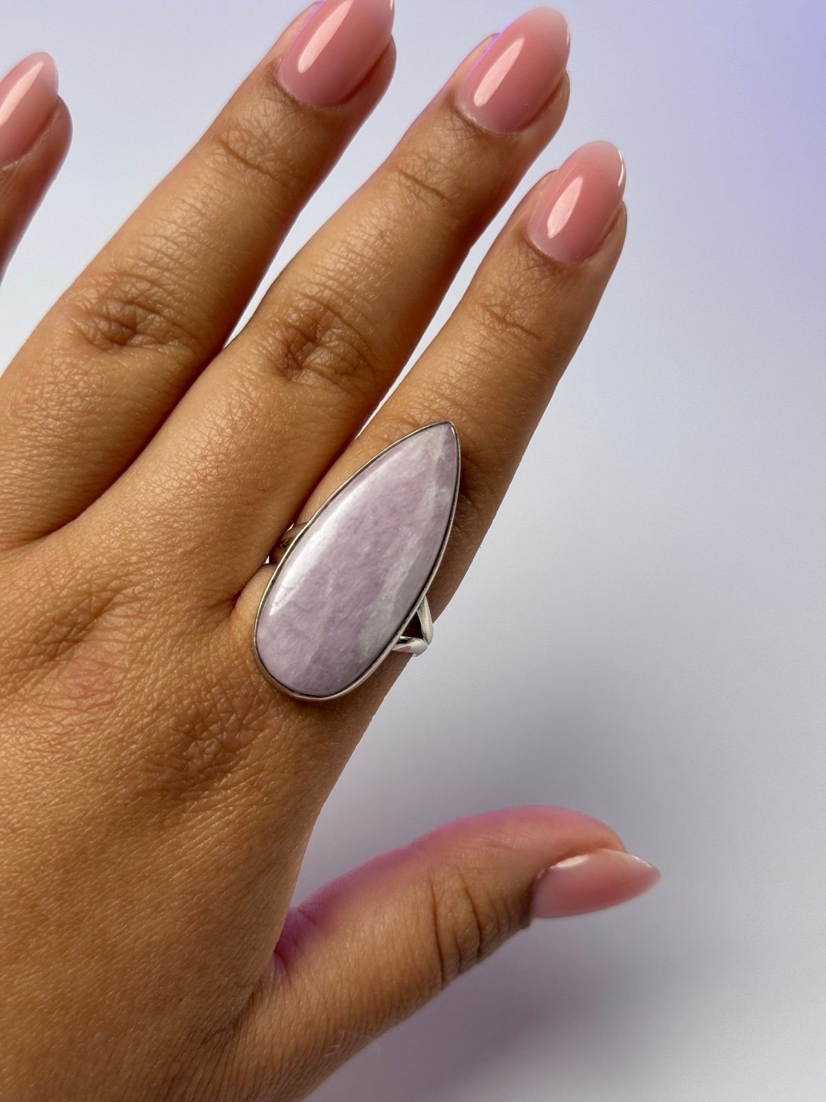 925 Sterling Silver Kunzite Ring size 9 1/2