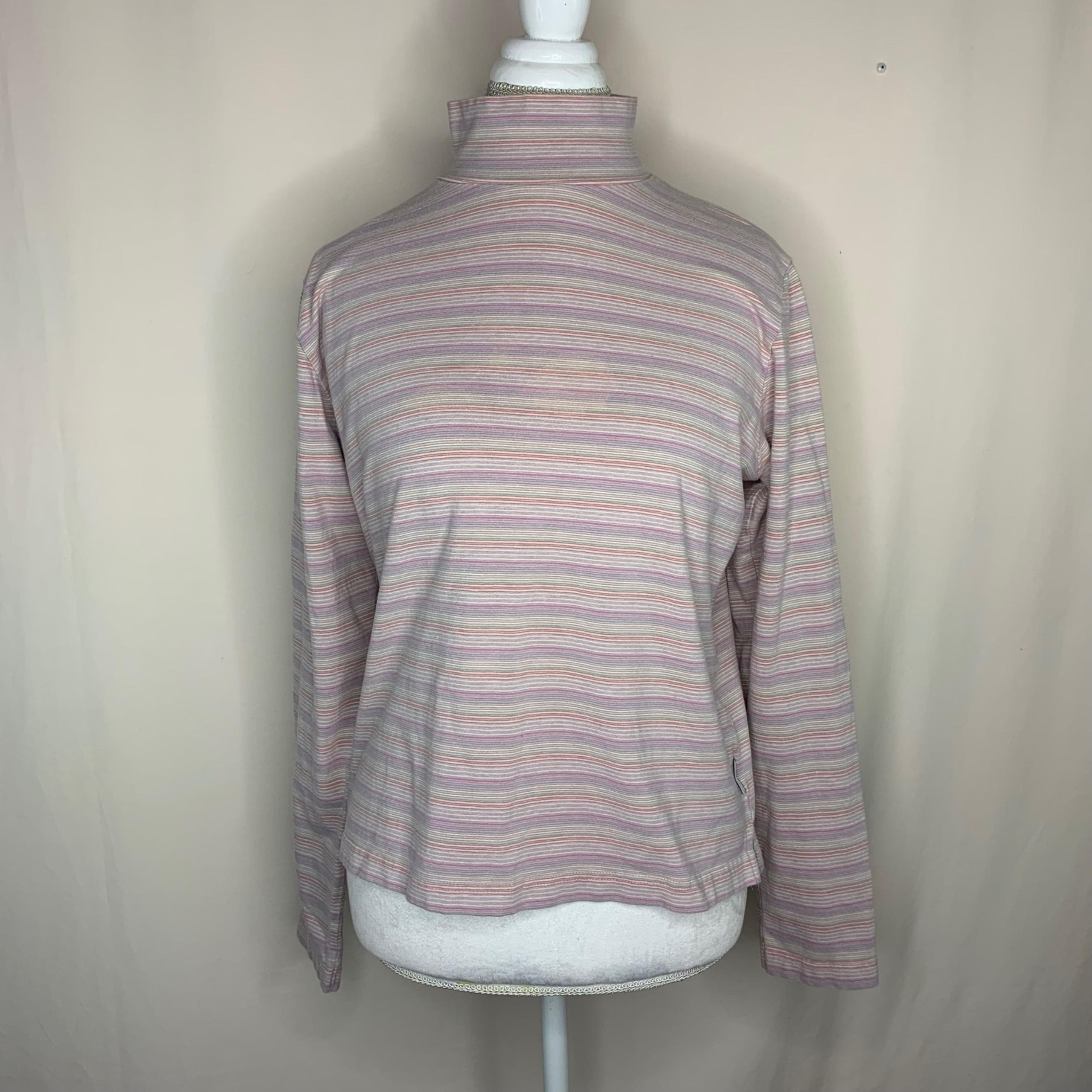 Woolrich Mockneck Turtleneck Mauve Striped Long Sleeve Shirt Size XL