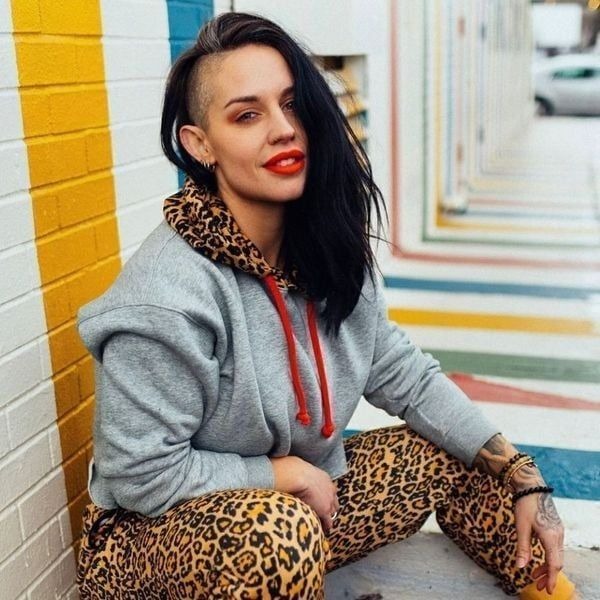 celestial Bodiez Gray Leopard Print Hooded Cropped Sweatshirt Size Medium
