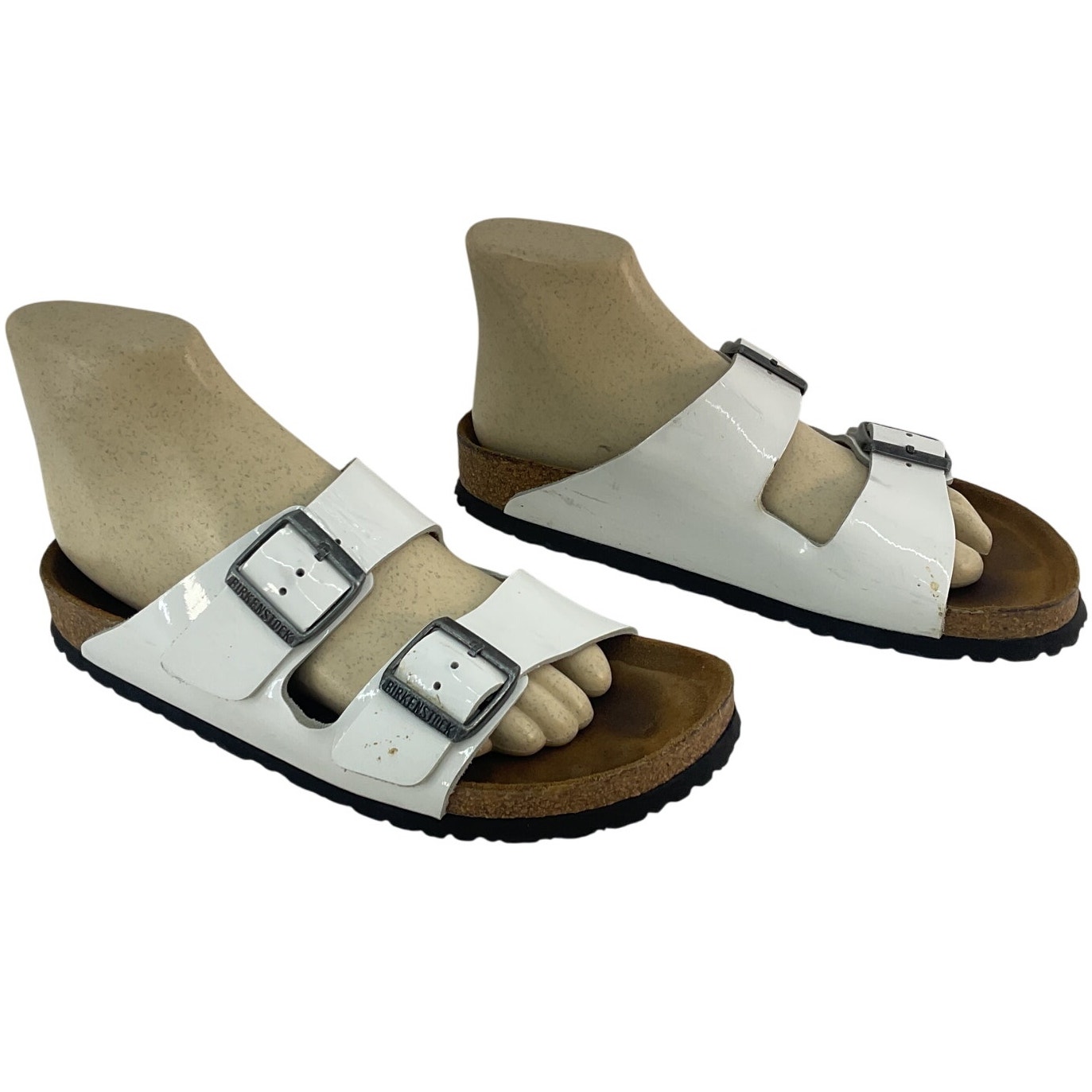 Birkenstock White Patent Leather Arizona Slide Sandals Women’s Size 8 Preowned