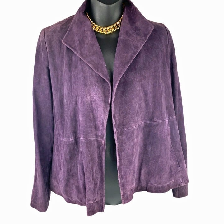 EILEEN FISHER Eggplant Italian Goat Suede Swing Jacket