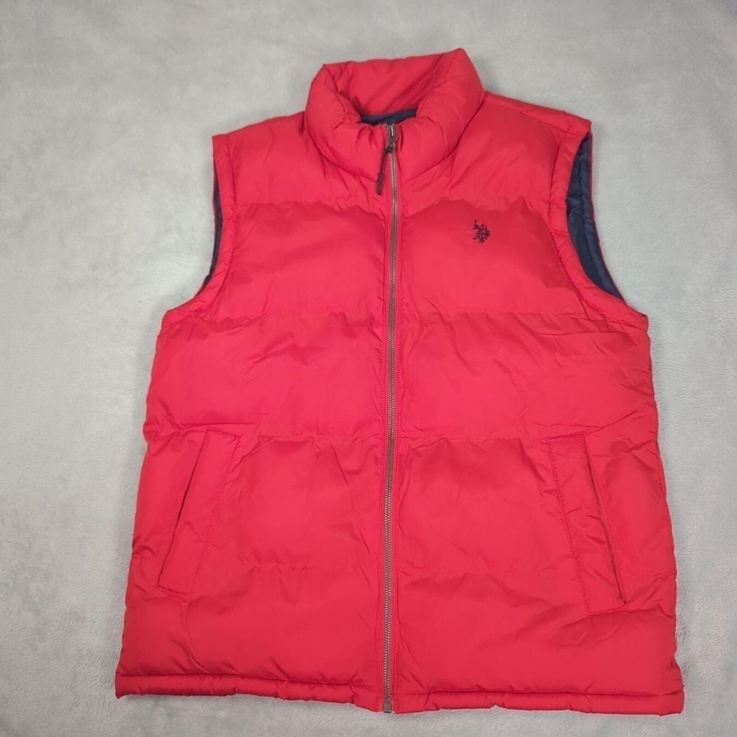 U.S. Polo Assn. Vest Mens Small Red Pockets Full Zip Insulated Puffer Outdoor